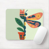 Grillige bloemendragonfly ontwerp muismat (Met muis)