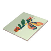 Grillige bloemendragonfly ontwerp tegeltje (Zijkant)