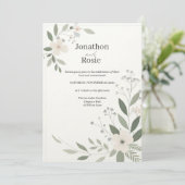 grillige bloemenelegantie bruiloft uitnodiging (Staand voorkant)