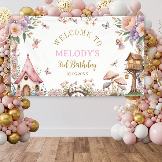 Grillige Bloemenfee 3e verjaardag Banner