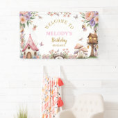 Grillige Bloemenfee Verjaardagsbanner Spandoek (Insitu)