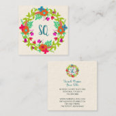 grillige bloemenkrans vierkante visitekaartje (Voorkant / Achterkant)