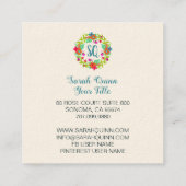 grillige bloemenkrans vierkante visitekaartje (Achterkant)