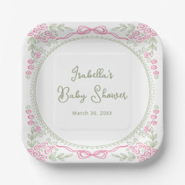 Grillige bloemenslinger baby shower  papieren bordje