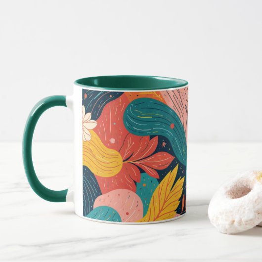 Grillige Bloemenstroom Mok (Met donut)