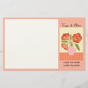 Grillige bloemenvase illustratie Ontwerp Briefpapier