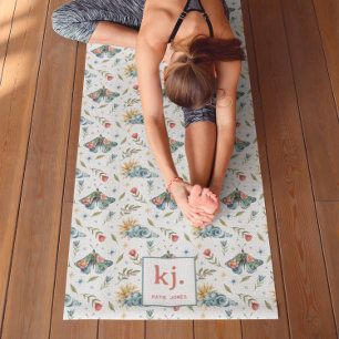Grillige Bloemenvlinders Monogram Yogamat