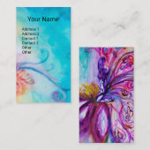 GRILLIGE BLOEMFEE IN ROZE, GOUDBLAUWE SPRANKELS VISITEKAARTJE (Voorkant / Achterkant)