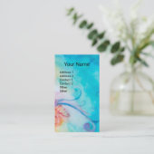 GRILLIGE BLOEMFEE IN ROZE, GOUDBLAUWE SPRANKELS VISITEKAARTJE (Staand voorkant)