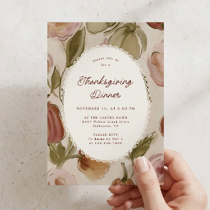 Grillige Bloemige Achtergrond Kant Thanksgiving Di Kaart