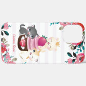 Grillige bloemige cartoon katten aardbeien cupcake Case-Mate iPhone case (Achterkant (horizontaal))