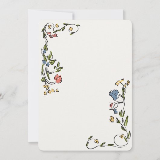 grillige bloemige doedel verjaardagsfeestje uitnod (Achterkant)