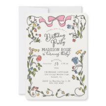 grillige bloemige doedel verjaardagsfeestje uitnod