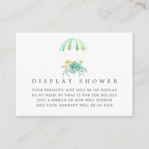 Grillige Bloemige Valparachute Baby Shower Uitstal Informatiekaartje