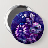 Grillige bloemkonijn konijn gepersonaliseerd ronde button 4,0 cm (Voorkant /achterkant)
