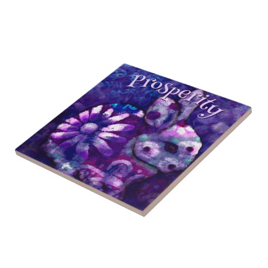 Grillige bloemkonijn konijn gepersonaliseerd tegeltje (Zijkant)