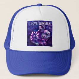 Grillige bloemkonijn konijn gepersonaliseerd trucker pet
