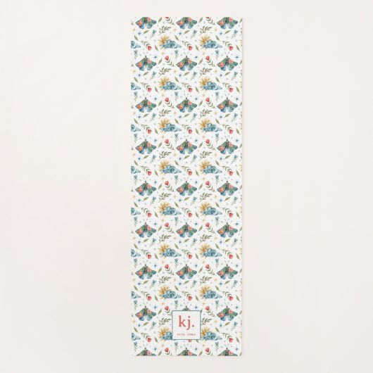 grillige bloemmotten | Monogram Yogamat (Voorkant)