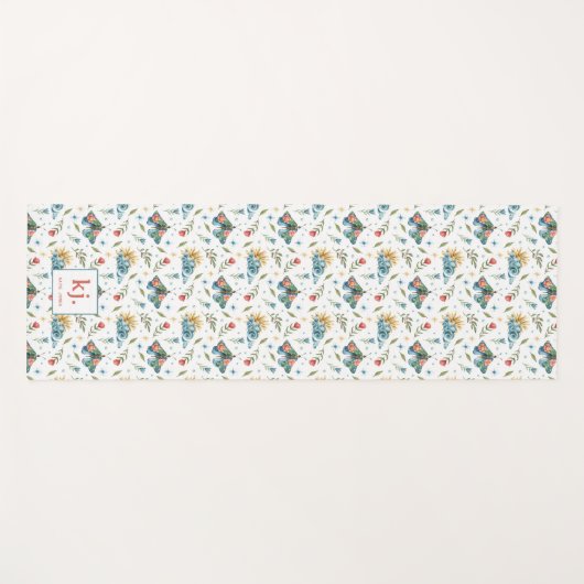 grillige bloemmotten | Monogram Yogamat (Voorkant (horizontaal))