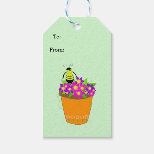 Grillige Bloempot met Bij Cadeaulabel (Voorkant)