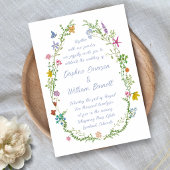 Grillige Bloemrijke Doodle Bruiloft Kaart