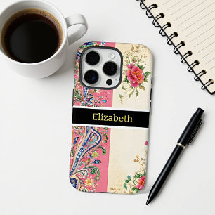 Grillige Blush en Pastel Paisley Bloesems iPhone 16 Pro Hoesje