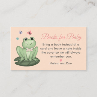 Grillige Blush Kikker Baby Shower Boeken voor Baby Informatiekaartje
