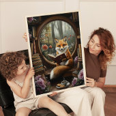 Grillige Boek Liefhebber Lezend Vos Kunstprint Poster