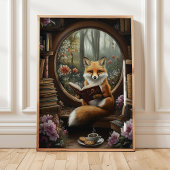 Grillige Boekenliefhebber Lezend Vos Kunstprint Poster