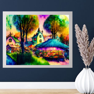 Grillige Boerenmarkt Aquarel Poster