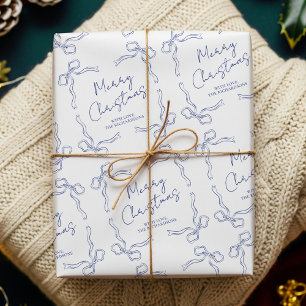 grillige bogen familienaam blauw feestelijk cadeaupapier