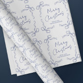 grillige bogen familienaam blauw feestelijk cadeaupapier