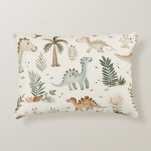 Grillige Boho Jungle Dinosaurus Patroon Accent Kussen (Voorkant)