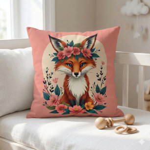 Grillige Boho Vos met Bloemenkrans Bosland Kussen