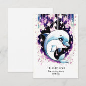 Grillige Boho Waterverf Dolfijn Verjaardag Bedankkaart (Voorkant / Achterkant)