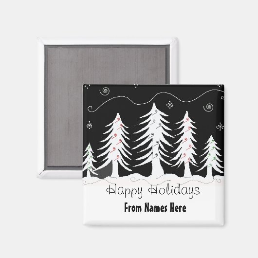 Grillige bomen in zwart en wit magneet (Voorkant / Achterkant)