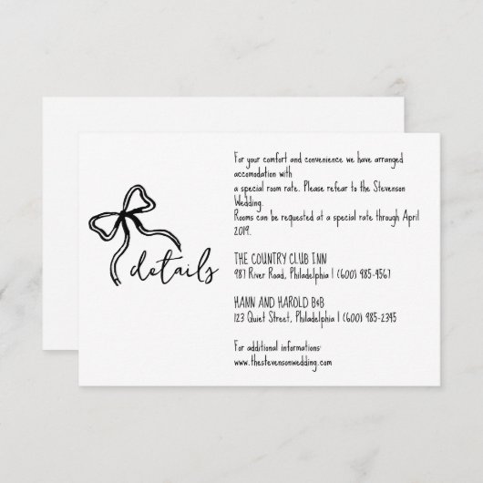 grillige boog bruiloft details kaart (Voorkant / Achterkant)