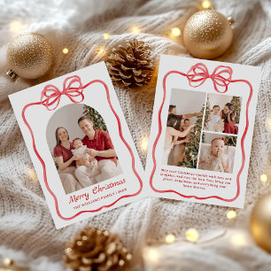Grillige Boog Kerst Foto Handgetekend Feestdagenkaart