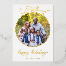 Grillige Boog Ornament Foto Folie Kerstkaart Feestdagenkaart