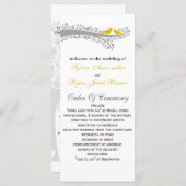 grillige boom gele lovebirds bruiloft programma programmakaart (Voorkant / Achterkant)