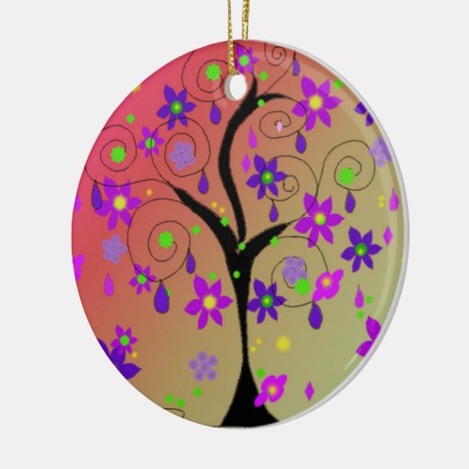 Grillige Boom Keramisch Ornament (Links)