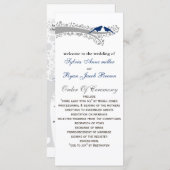 grillige boom marine blauw lovebirds bruiloft prog programmakaart (Voorkant / Achterkant)