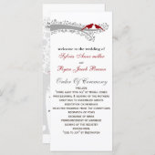 grillige boom rode lovebirds bruiloft programma programmakaart (Voorkant / Achterkant)