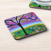  grillige boom volkskunst AI gegenereerde kunst Bier Onderzetter (Linkerzijde)