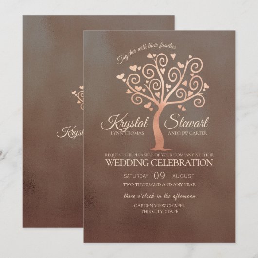 grillige boombruiloft kaart (Voorkant / Achterkant)