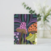 Grillige boomkikker en paddenstoelen briefkaart (Staand voorkant)