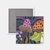 Grillige boomkikker en paddenstoelen magneet (Voorkant / Achterkant)