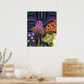 Grillige boomkikker en paddenstoelen poster (Keuken)