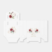 Grillige bordeauxrode gouden bloemen monogram doop bedankdoosjes (Uitgevouwen)