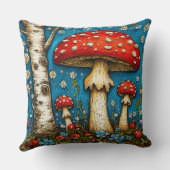 Grillige Bos Cottagecore Magische Paddenstoelen Kussen (Achterkant)